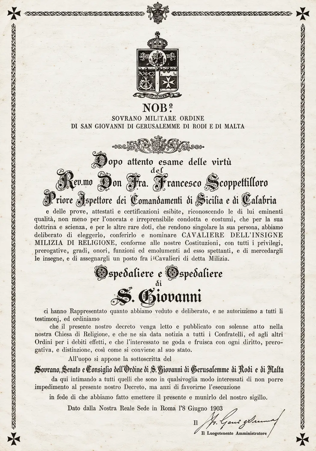 Chivalric Decree of Nomination